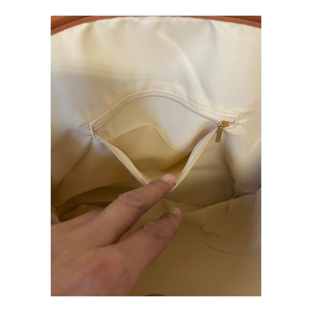 Tan and Yellow Striped Canvas Tote with Interior and Exterior Pockets - Picture 8 of 8